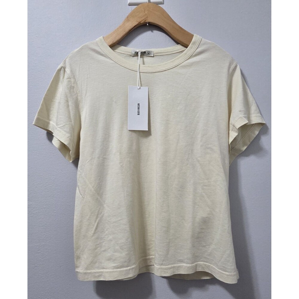 Buck Mason Pima Boxy Crew Tee Medium Natural Venice Wash Made in USA Cotton READ